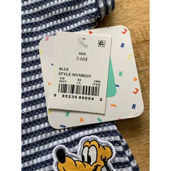 Disney Baby Mickey Pluto Best Buds Striped Romper For Infant Size 3-6M - Picture 3 of 10